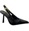 Black pointed high heels, women's slim heels, 2024 new stylish patent leather sexy single shoes, French sandals 240129