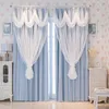 Rideau de rêve princesse filles, pour salon, salle à manger, chambre à coucher, chambre à coucher entièrement occultante en dentelle, Double couche, une fenêtre flottante 240118