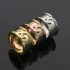 Punk Hommes Nouveau conçu Titane Acier Bijoux Rond monogramme brillant Large Bague femmes hommes Anneaux De Mariage Designer Bijoux Cadeau Saint Valentin