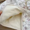 Vestes automne hiver fille enfants Plus velours épaissir dentelle Lotus col manteau bébé imprimé fleuri haut écossais enfant coton