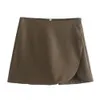 Taop Za Early Spring Product Womens Fashion Slim Fit Versatile High Waist Zipper Decoration Shorts and Skirts 240127