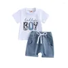 Kläder set mababy 0-3y småbarn baby pojke kläder sommarkläder spädbarn barn bokstav t-short shorts avslappnad