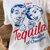 Женская футболка Enjoy Tequila Retro Graphic Tee Летние женские хиппи Симпатичные футболки с алкоголем Винтажные модные футболки Топы Одежда унисекс T240129