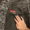 JNCO 청바지 Y2K 남성 힙합 레트로 골격 그래픽 헐렁한 청바지 검은 바지하라 주쿠 고딕 펑크 록 넓은 다리 바지 240122