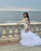 Vit prinsessa glittrande trumept aftonklänningar för kvinnor lyxiga diamantkristall ruffles prom klänning vestidos de gala