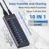 7/10 Ports USB 3.0 Hub Multi Splitter With Switch Power Adapter Multiple Expander For Laptop Accessories MacBook