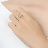 Anneaux Anziw 3.0ct Moisanite Solitaire Ring Yellow Gold plaqué 2CT Band de bague de mariage Engagement 925 Bijoux certifié en argent pour femmes