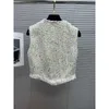 Gilets pour femmes Designer 2023 Été Nouveau Xiao Xiang Feng Gros Tweed Coloré Perlé Lettre Sequin Sans Manches Polyvalent Gilet Top pour Femmes 245B