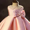 Elegant pink Ball Gown flower girl dress Princess Lace Dress For Girls Vintage Children Dresses for Christmas Party crystals beaded Kids Flower Embroidery Dresses