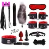 Bondage Sex Bondage Kit 12 PCS Vuxna spel Set Handcuff Anal Plug Whip Rope Blindboende för par Erotiska Toys SM -produkter