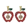 Boucles d'oreilles pendantes mignonnes et créatives, strass creux, fruits vert pomme rouge pour femmes et filles, bijoux de fête exagérés, vente en gros