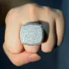 Кольца CUC Big Men Hiphop Ring Cring Iced out Циркон медный шарм золото золото Sier Color Fashion Rock Jewelry For Gift