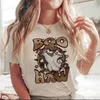 Camiseta feminina impressão branca carta dos desenhos animados halloween outono casual camiseta roupas tendência 90s mulheres t vêm senhoras imprimir camisetas gráficas t240129