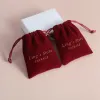 Biżuteria 50pcs Wine Velvet Jewelry Bag torebka na wesele cukierki Torba prezentowa Świąteczna impreza Niestandardowe Logo Organizator Personalizado Opakowanie