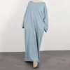Ethnic Clothing Modest Casual Abaya Plain Women Muslim Pockets Loose Long Maxi Dress Turkey Kaftan Eid Party Gown Sweatshirt Dubai Jalabiya