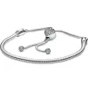 Armbanden original 925 Sterling Silver String of Bead Heart Star Clasp Glid Justera armband för populär Bangle Bead Charm DIY -smycken