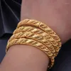 Wando 24k 4 peças pode abrir dubai árabe kuwait pulseiras de cor dourada para mulheres meninas árabe oriente médio noiva joias africanas bangle257w