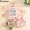 Ensembles de vêtements Prowow 0-18M Elephant Baby Girl Vêtements pour nés rayé T-shirts à volants Body Body Summer Girls Outfit