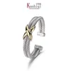 Bracciale intrecciato Braccialetti in oro Gioielli Croce Uomo Bracciale doppio Dy x Bracciale a filo Donna Nastro Tendenza moda Placcato platino Colore Apertura Gioielli 7 10MM