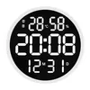 Zegary ścienne proste zegar 12 cali okrągłe ciche elektroniczne cyfrowe wyświetlanie wilgotność Data Kalendarza Dekoracja domu H1230 Dr Dhqkd