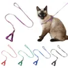 Coleiras para cães e gatos, conjunto de trela ajustável, corda de tração para caminhada ao ar livre, alça de nylon macia para cães pequenos, acessórios para coleira de cachorro