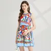 Designer casual mini vestido de manga média mulheres verão o-pescoço magro a linha férias vestidos curtos 2024 elegante ajuste impressão ballgown festa mulher roupas