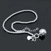 Cavalche alla moda 100% 925 Sterling Silver Bells Anklets Cute Beach Foot 27 cm perle semplici Caviglie