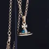 Viviane Westwood ketting ddesigner sieraden voor dames satellietplaneet western queen klassieker viviane westwood ketting 10 mm gekleurde transparante kraal 814