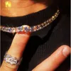 Gioielli hip-hop con taglio smeraldo Sterling Sier VVS Moissanites Collana con diamanti Catena da tennis Moissanite