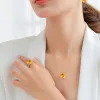 Necklace Elegant flower yellow crystal citrine gemstones diamonds pendant necklaces for women 18k gold color choker jewelry bijoux gifts