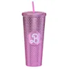 Garrafas de água 800ml Copo de palha Barbiee Studded Tumbler 24oz Bling Pink Barbi Garrafa com menina parede dupla caneca de bebida de café