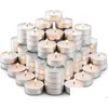 Mumlar 50 PCS MOMYLE Mum Kesin Çay Işıkları Bk Beyaz Dumansız Dripless uzun ömürlü küçük Mini Tealight H1 H12 DROP DELIVE DHMEB