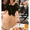 Kjolar 2024 French Light Luxury Lace Half kjol Designkänsla Gent och Elegant Senior Black Doll Collar Top Suit Short