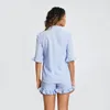 Ensemble pyjama 2 pièces pour femmes, vêtements de nuit, manches courtes, boutons, hauts imprimés à carreaux, Shorts, ensembles amples d'été