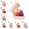 selling products heart shaped wooden box soap flower simulation colorful rose small wooden box support220E