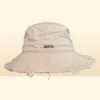 Luxury Designer Woman Wide Brim Hats Summer Le Bob Artichaut Bucket Hat Metal Logo Inner Brand Label9589305