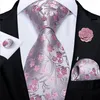 Cravates de cou 100% soie florale rose pour hommes fête de mariage homme cravate mouchoir broche boutons de manchette ensemble accessoires Gravata DiBanGu 221205305a