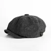 Men Berets Retro y Blinders Wool Blend Herringbone Tweed sboy Octagonal Hat Casual Flat Cap Father Hats 240126