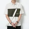 Polo da uomo Estate Uomo Polo Patchwork Risvolto T-shirt a maniche corte Camicia giapponese di grandi dimensioni con tasca allentata M-4XL