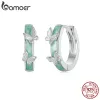 Boucles d'oreilles Bamoer 100% 925 argent Sterling vert papillon boucles d'oreilles cerceau chanceux classique oreille pour les femmes bijoux fins de mariage Original