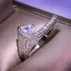 Ringe 100% real 14k Weißgoldringschmuck Natural AAA Diamond Gemstone Unregelmäßige 14 K Eherungsbänder Bizuteria Ring Box für Unisex