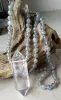 Halsketten Ya4007 Natural Clear Quarz Doppelpunkt Anhänger Labradorit Steinperlen Knoten Halskette 30 Zoll lang