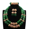 Perles de corail de mariage africain et nigérian, ensemble de bijoux, grosses perles de corail vertes, ensemble de collier de déclaration, Style Baroque Cnr035