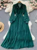 Casual Dresses Vintage Beach Red Maxi Dress Women Elegant Hollow Out Korean Holiday Split Female Long Sleeve Fairy Party