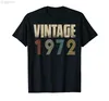 メンズTシャツヴィンテージベストオブ1972レトロ70年代スタイル誕生日年間限定版100％コットンTシャツ男性女性ユニセックスTシャツトップティー