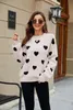 Designer Women's Clothing Winter New Valentine's Day Love Short Batwing Sleeve Knit Pullover Women's Knitwear Women's Large Loose Sweater Print Women's Sweaters QE1U