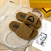 loafer sandal dubbel f ​​toppkvalitet tazz lyxdesigner nallebjörn fluffig sandale toffel broder inomhus kvinnor avslappnad sko platt häl skjutreglage mule glid vinter herr