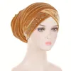 Roupas étnicas Mulheres Simples Diamantes Veludo Estiramento Underscarf Redondo Capa Frontal Headwrap Hijabs Turbante Mujer Muçulmano Caps Baggy