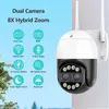 Dual Lens PTZ WiFi IP Camera 8x Zoom Outdoor HD Full Color Night Vision Auto Motion Tracking CCTV Surveillance Cameras