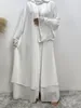 ملابس عرقية شيفون الأنيقة Abaya Dubai الإسلامية للسيدات الثاردي رداء الشرق الأوسط الصلبة ألوان عربية من أجل النساء القماش